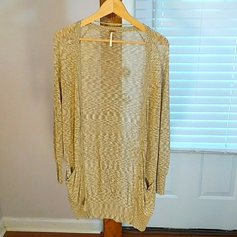 Free People Tan Boho Long Sleeves Front Buttons Closure Sweater Cardigan Size S - Picture 12 of 14